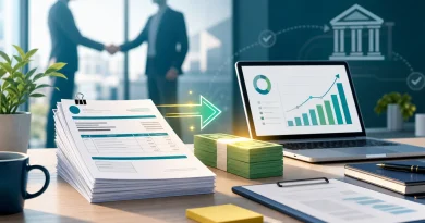 Ilustracja faktoringu jawnego jako finansowania faktury dla firmy