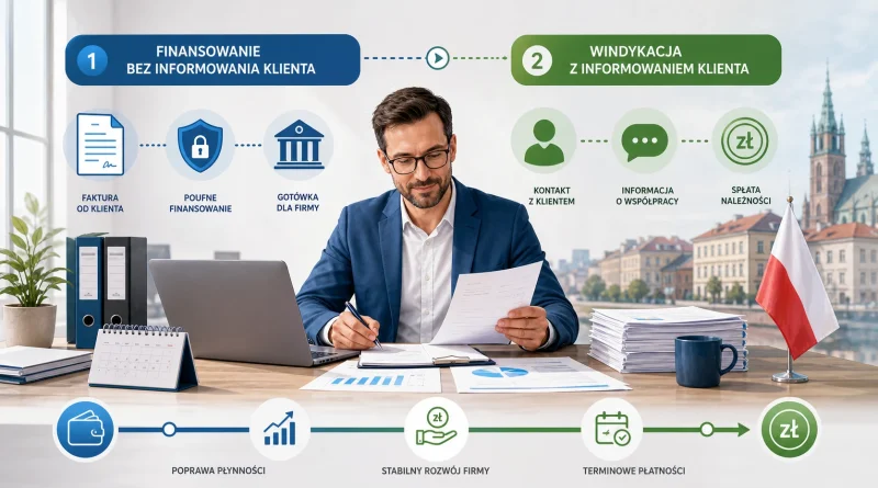 Ilustracja przedstawiająca faktoring półotwarty i finansowanie faktur w polskiej firmie