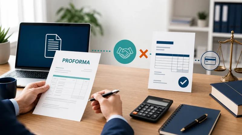 Ilustracja faktury proforma jako dokumentu informacyjnego przed fakturą VAT