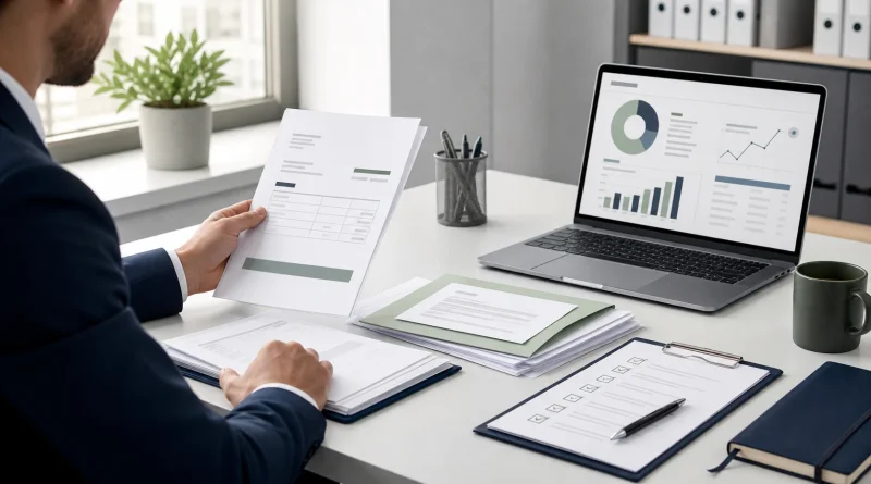 Wierzyciel porządkuje dokumenty przed zgłoszeniem dłużnika