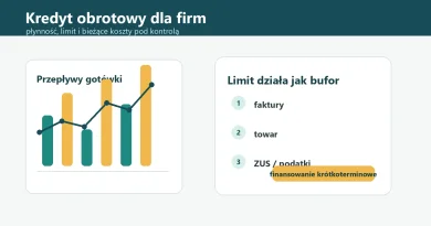 Ilustracja przedstawiająca płynność finansową firmy i kredyt obrotowy