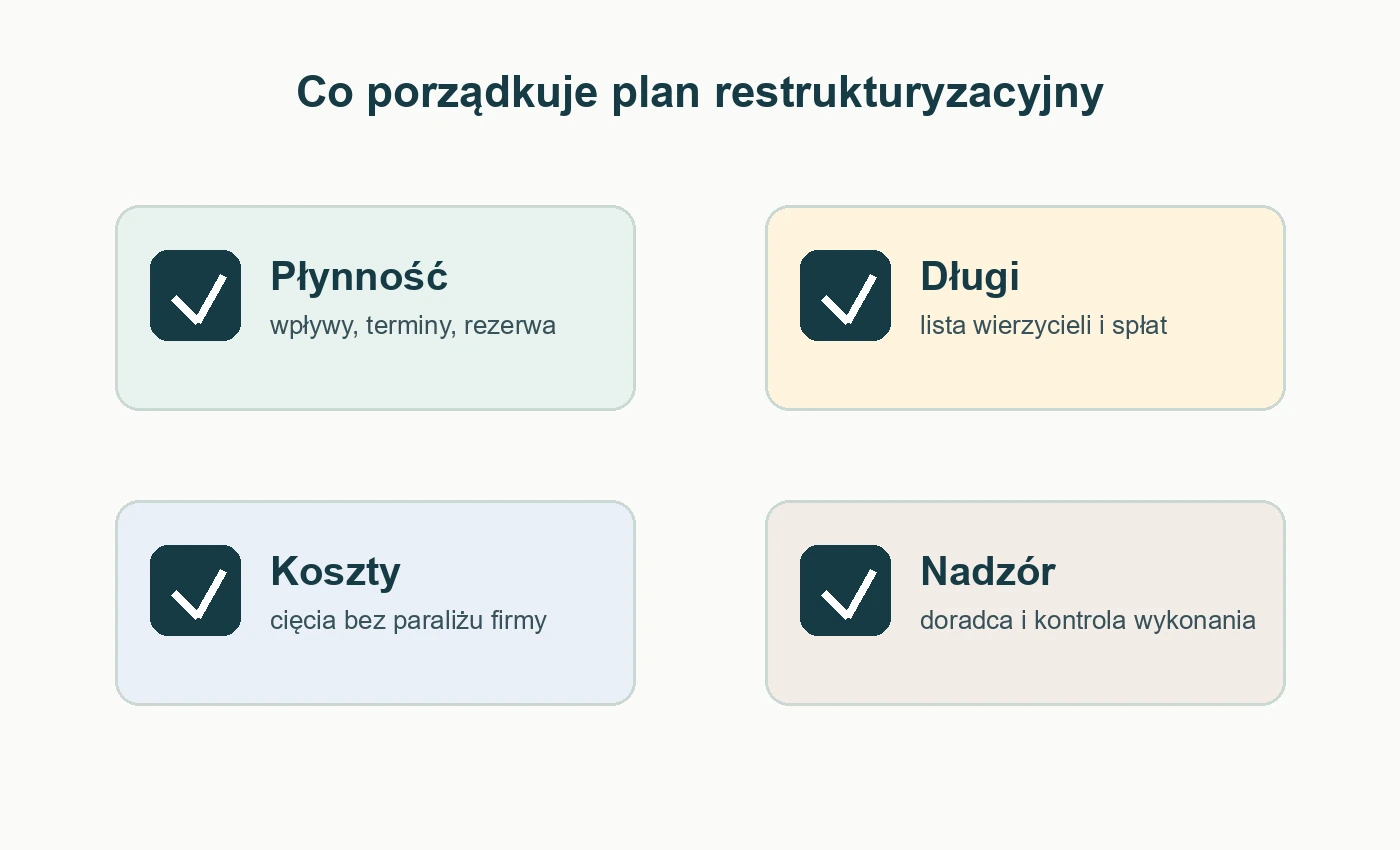 Infografika: elementy planu restrukturyzacyjnego