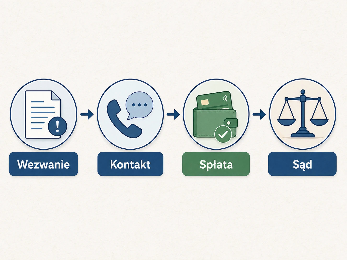 Ikonografika pokazująca dalsze kroki po wezwaniu do zapłaty